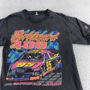 Vintage 90s Brickyard 400 Shirt Mens Small Black NASCAR Racing Logo 7 Indy